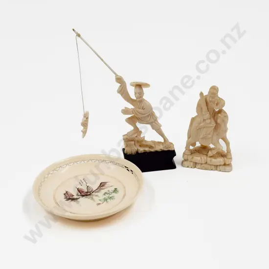 Ivory Chess Piece with Small Figure and Dish