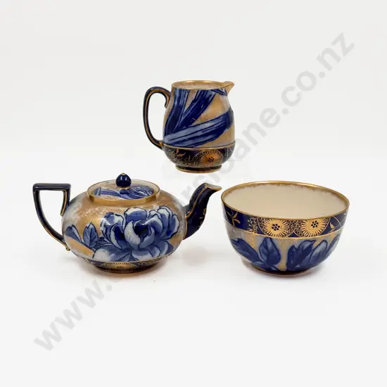 RD Burslem Tea Pot with Associated Sugar Bowl and Cream