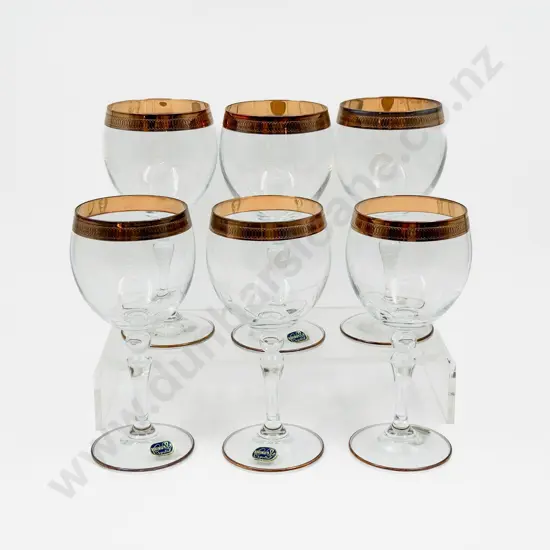 Boxed Set of Six Bohemia Crystal Wine Goblets