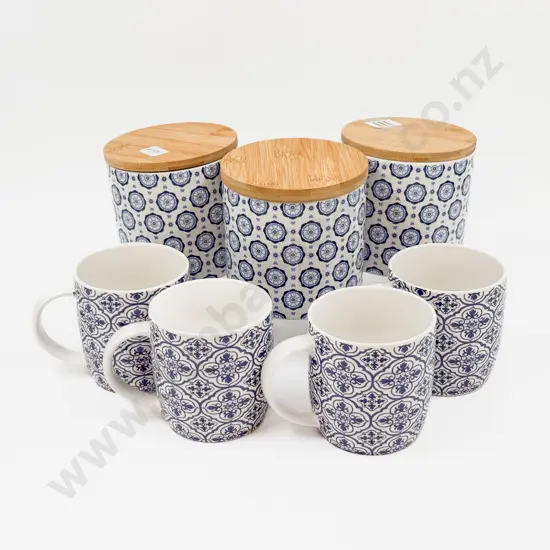 Qty of Modern Crockery Including Set of Three Storage Jars