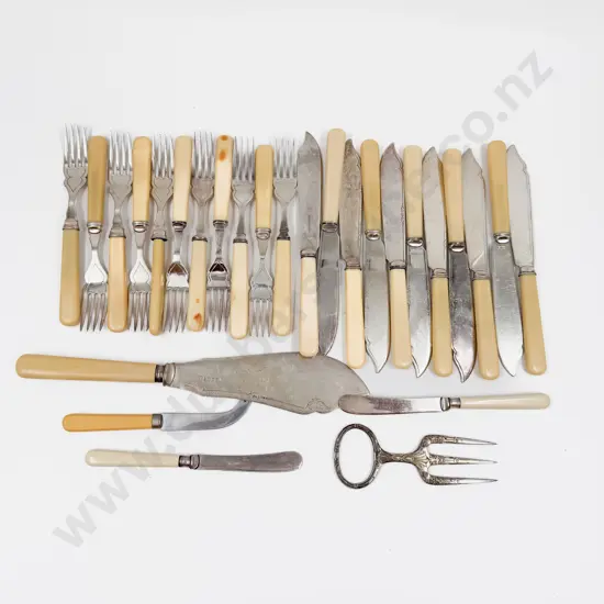 Plated Meat Skewer with Qty of Bone Handled Cutlery