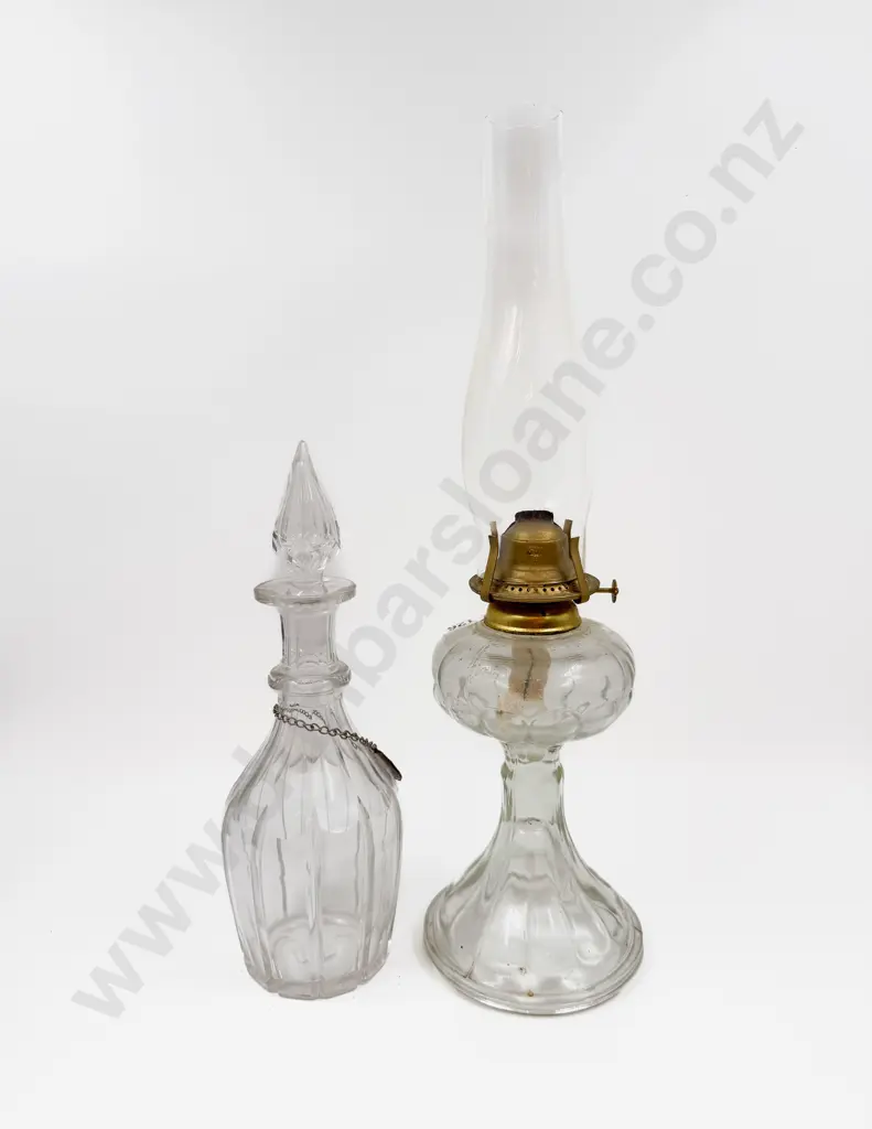 Glass Decanter and Kerosene Lamp Image 1++