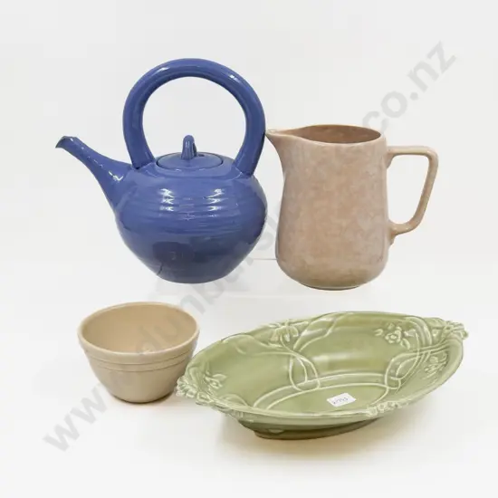 Three Pieces of Assorted Temuka with Glazed Teapot