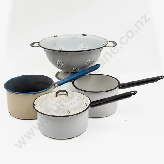 Quantity of Assorted Vintage Enamel Cookware