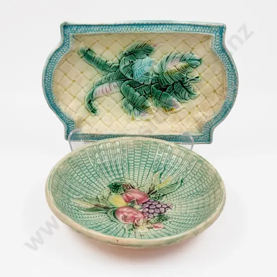 Two Majolica Dishes (hairline crack)
