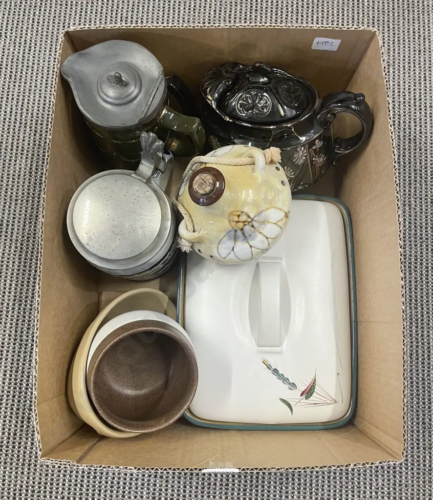 Qty of Assorted Stoneware including Denby Oven Dish and Steins Image 1++