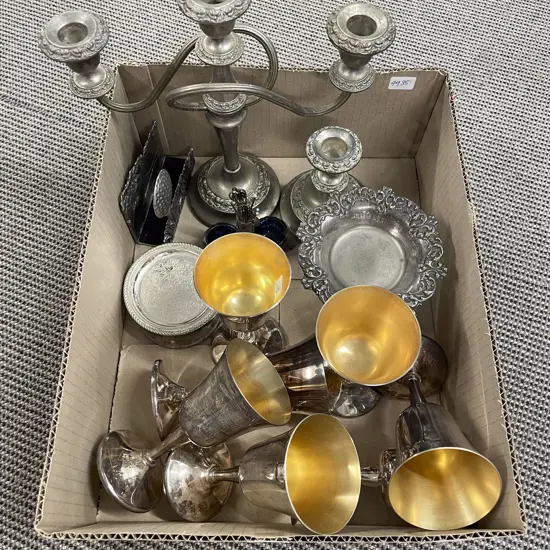 S/P Candelabra and Assorted Plated Ware