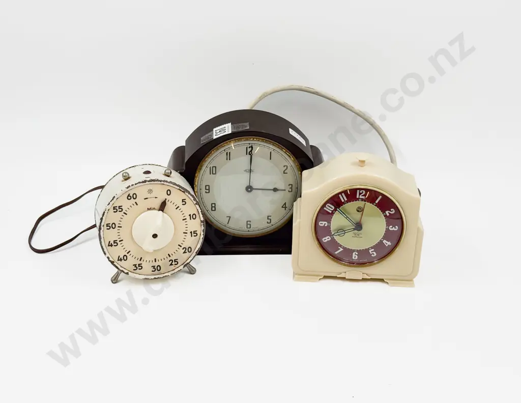 Two Vintage Clocks Together with Vintage Stop Clock (Faults) Image 1++