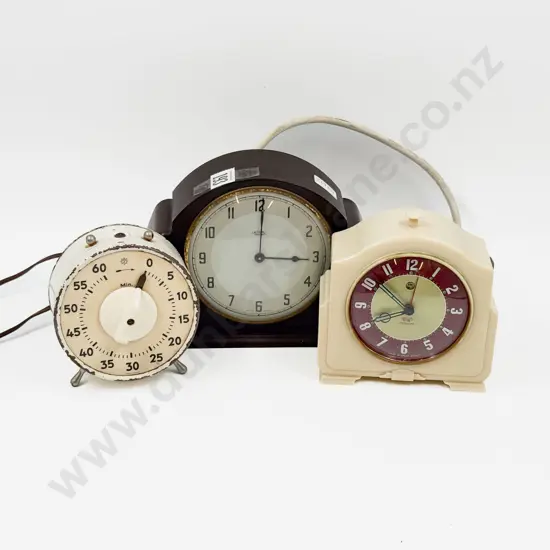 Two Vintage Clocks Together with Vintage Stop Clock (Faults)