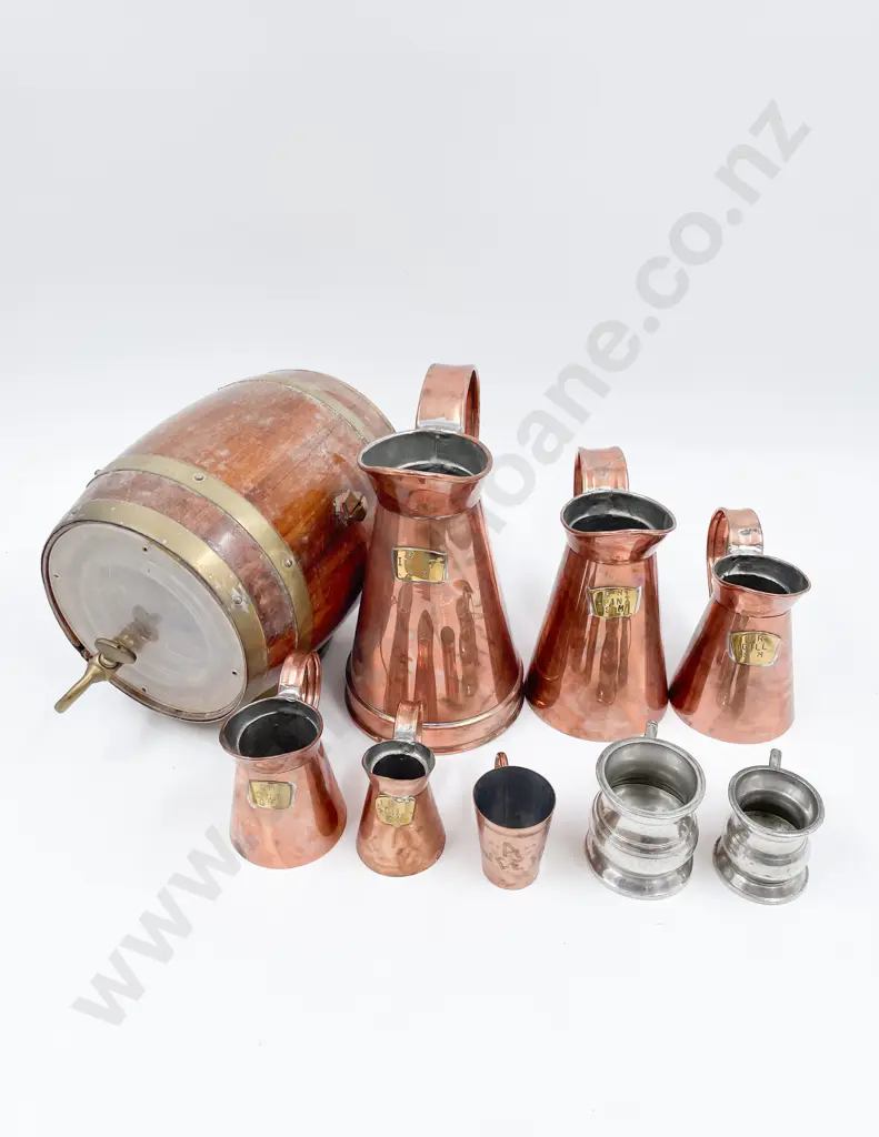 Graduated Set of Five Copper Measures with Others Image 1++