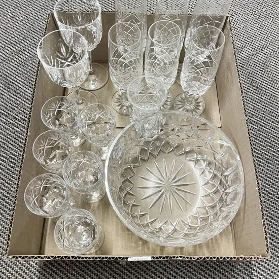 Box of Assorted Crystal and Glassware