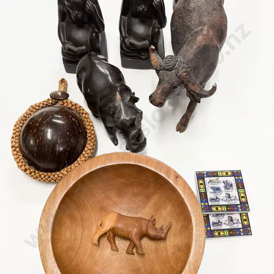 Kava Bowl together with Assorted Animal Ornaments