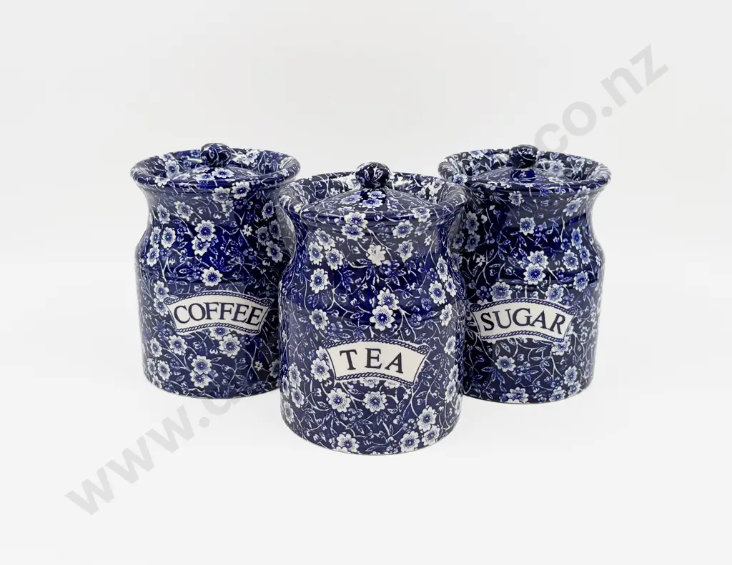 Three Burleigh "Calico" Kitchen Storage Jars Image 1++