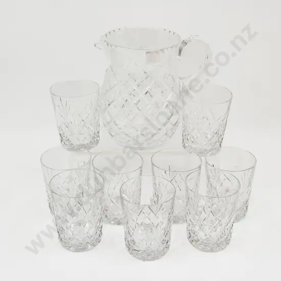 Crystal Jug and Nine Associated Crystal Tumblers