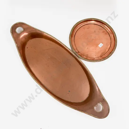J.S & S Made Handled Copper Tray and Plate
