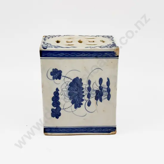 Chinese Blue and White Ceramic Incense Block (faults)