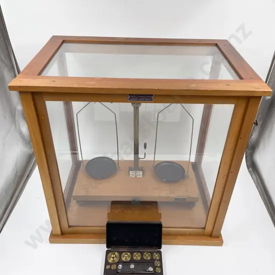 Griffin & George Twin Pan Chemical Balance Scales in Glass Display Case