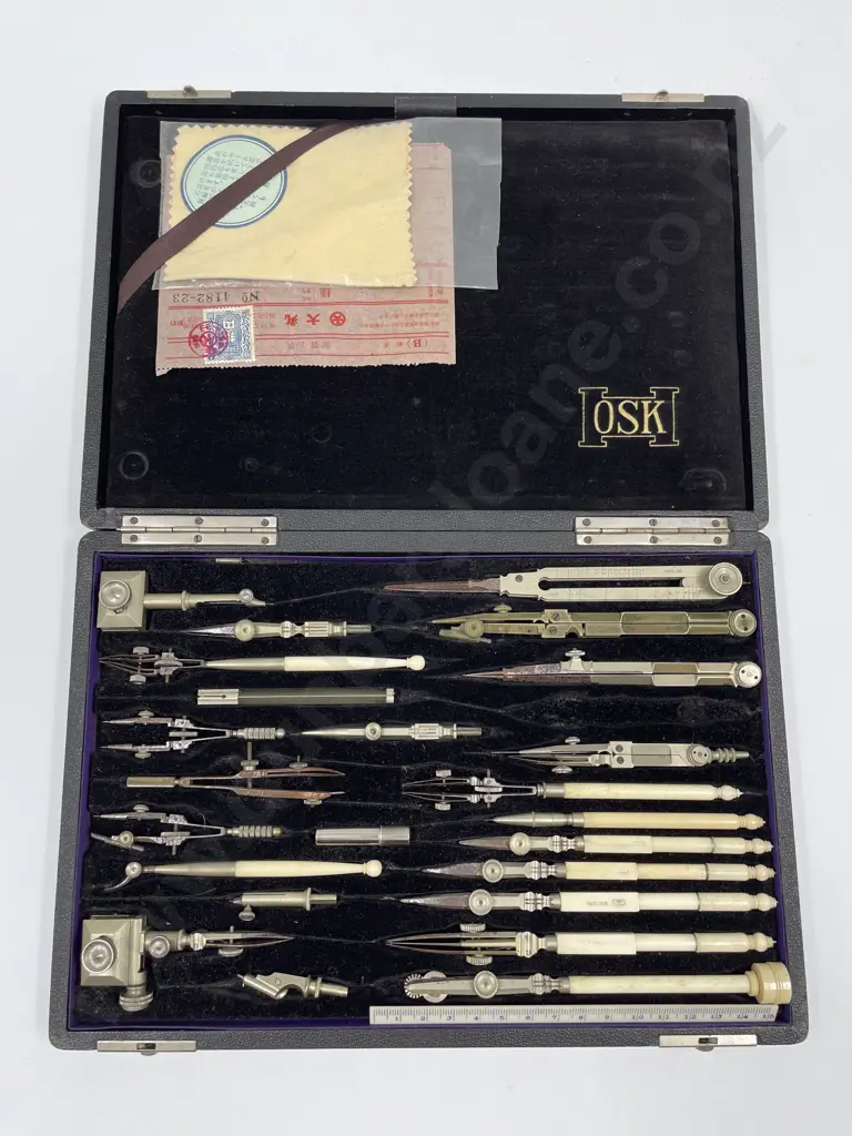 Vintage Compass Set in Case (Some Ivory Handles) Image 1++