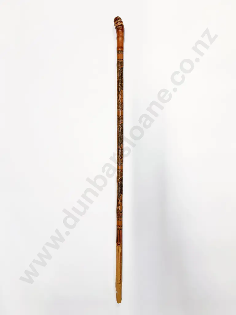 Vintage Japanese Shallow Carved Bamboo Walking Stick Image 1++