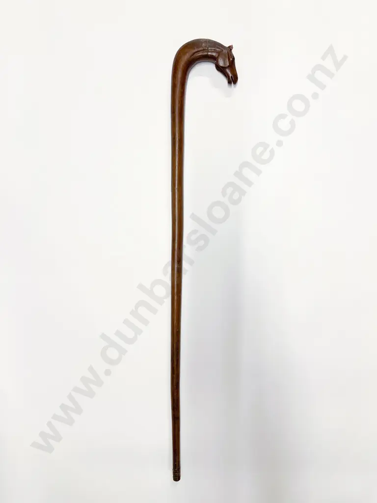 Vintage Carved Horse Head Walking Stick (faults) Image 1++