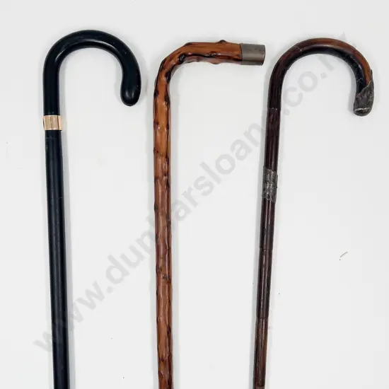 Three Vintage Walking Sticks