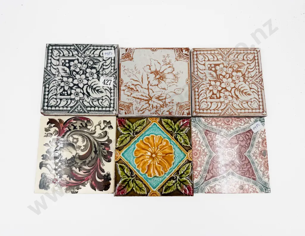 Six Assorted Vintage Decorative Tiles Image 1++