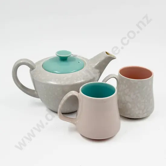 Poole Twintone Teapot & Two Mugs