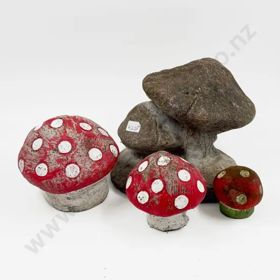 Four Concrete Toadstool Garden Ornaments