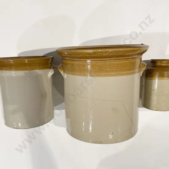 Three Assorted Stoneware Crocks a/f