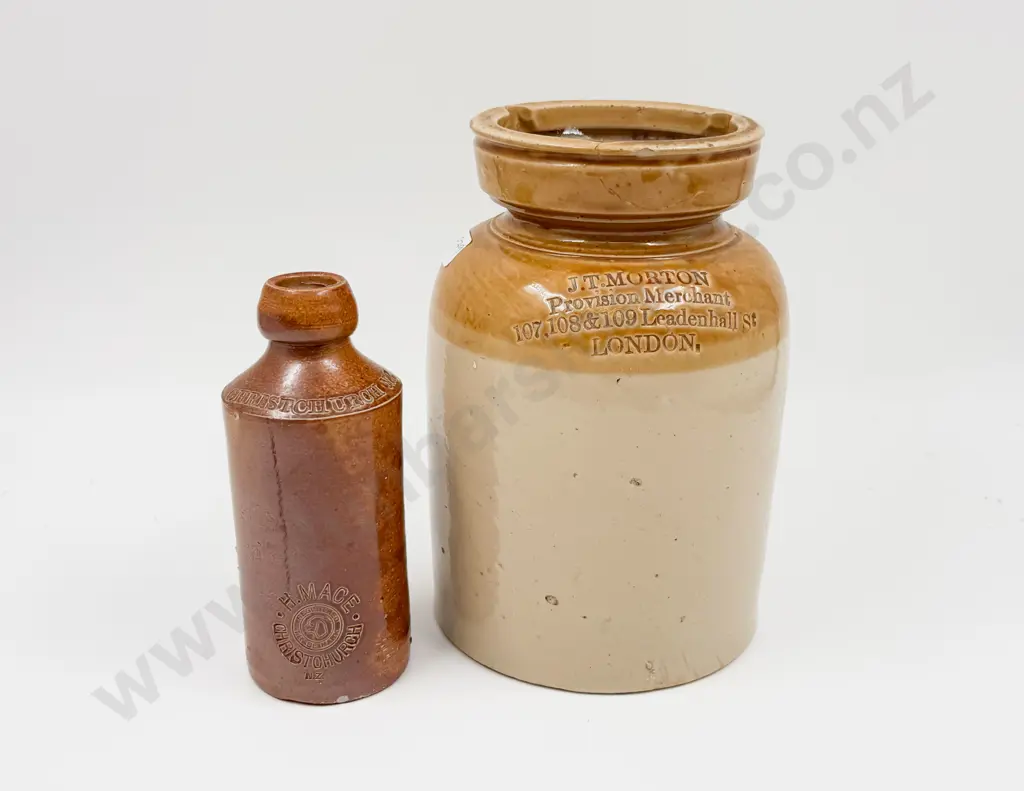 Lidded Stoneware Crock & Bottle Image 1++