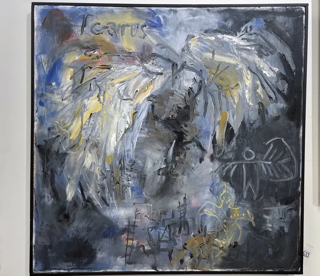 Barbara Lyon - Icarus II - Oil & Charcoal on Canvas Image 1++
