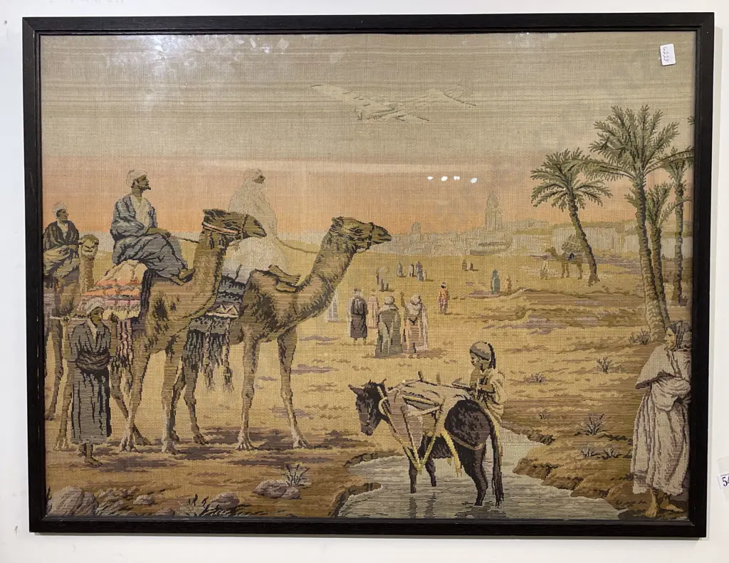 Framed Levantine Desert Scene on Tapestry Image 1++