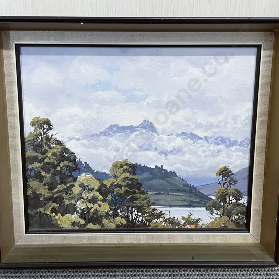 Alan Cooke - Cloudy Morning - Remarkables - Oil on Board together with Print