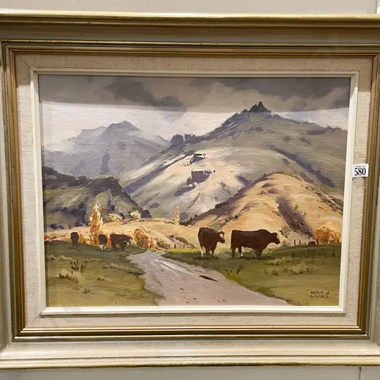 Leslie A. Campbell - Cadrona Pastures - Oil on Board