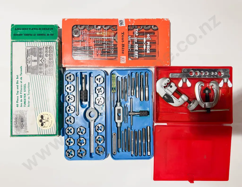Two Tap & Die Sets together with Tubing Cutter & Flaring Tool Image 1++