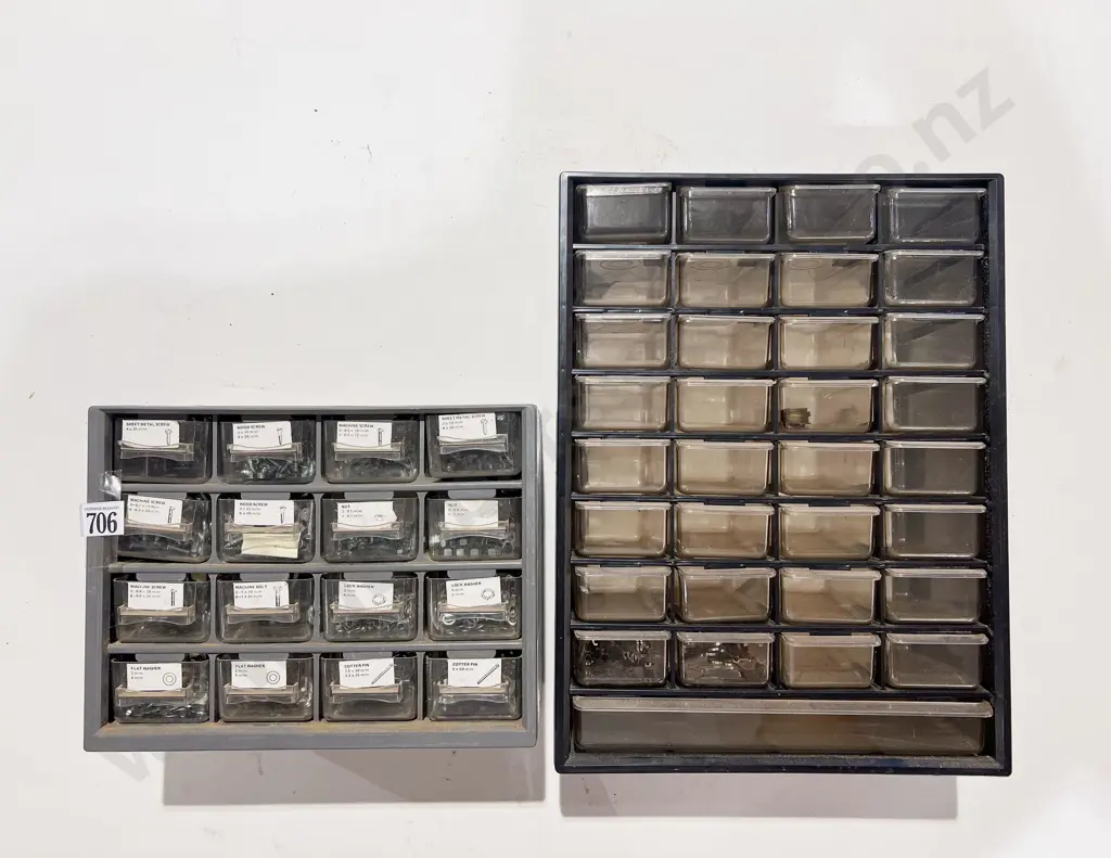 Two Multi-Drawer Organisers & Assorted Nails & Screws Image 1++