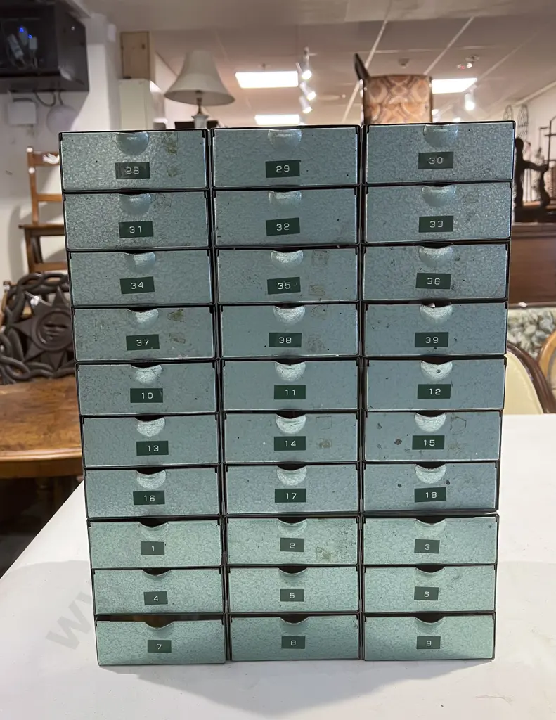 Three Vintage Modular Multi-Drawer Organisers with Assorted Screws & Tool Accessories Image 1++