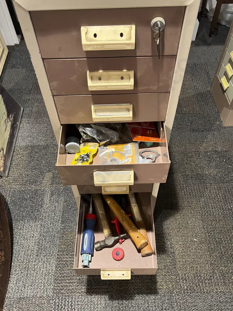 Multi-Drawer Steel Cabinet with Assorted Tools & Accessories Image 1++