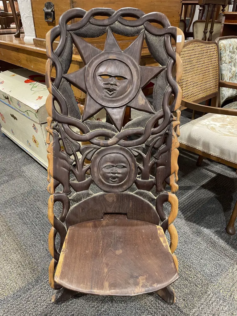 Carved African Highback Chair Image 1++