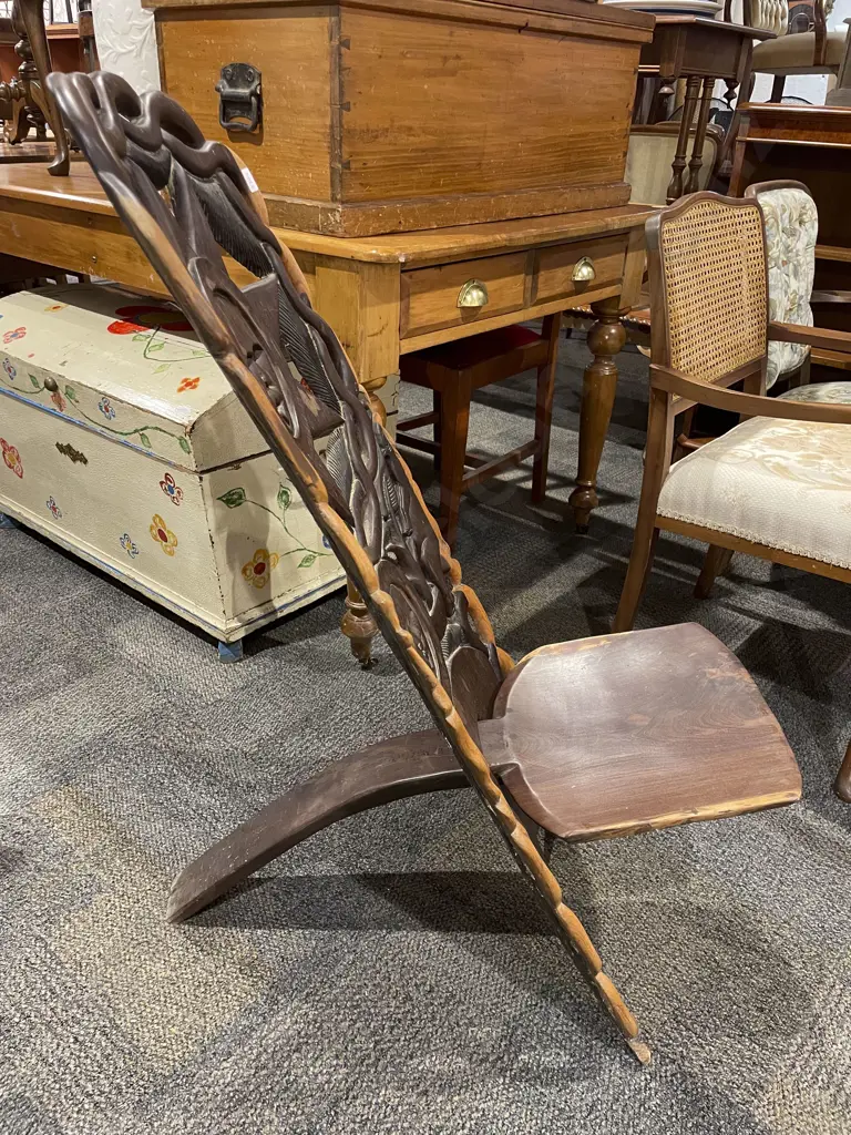 Carved African Highback Chair Image 1++