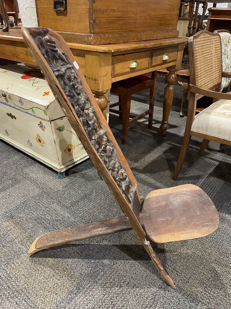 Carved African Highback Chair Image 1++