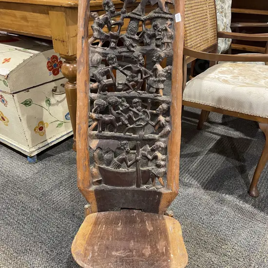 Carved African Highback Chair