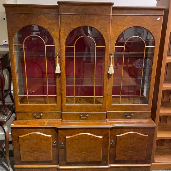 Reproduction Burr Walnut Glazed Top Dresser