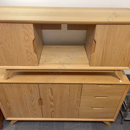 Modern Two-Piece Oak Scandinavian Style Entertainment Suite