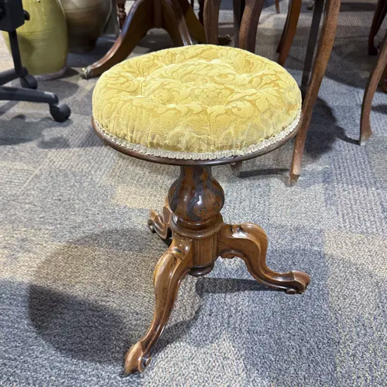 Walnut Tripod Base Swivel Piano Stool