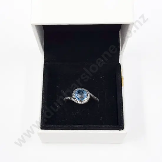 Pandora Sterling Silver Single Blue Crystal Ring