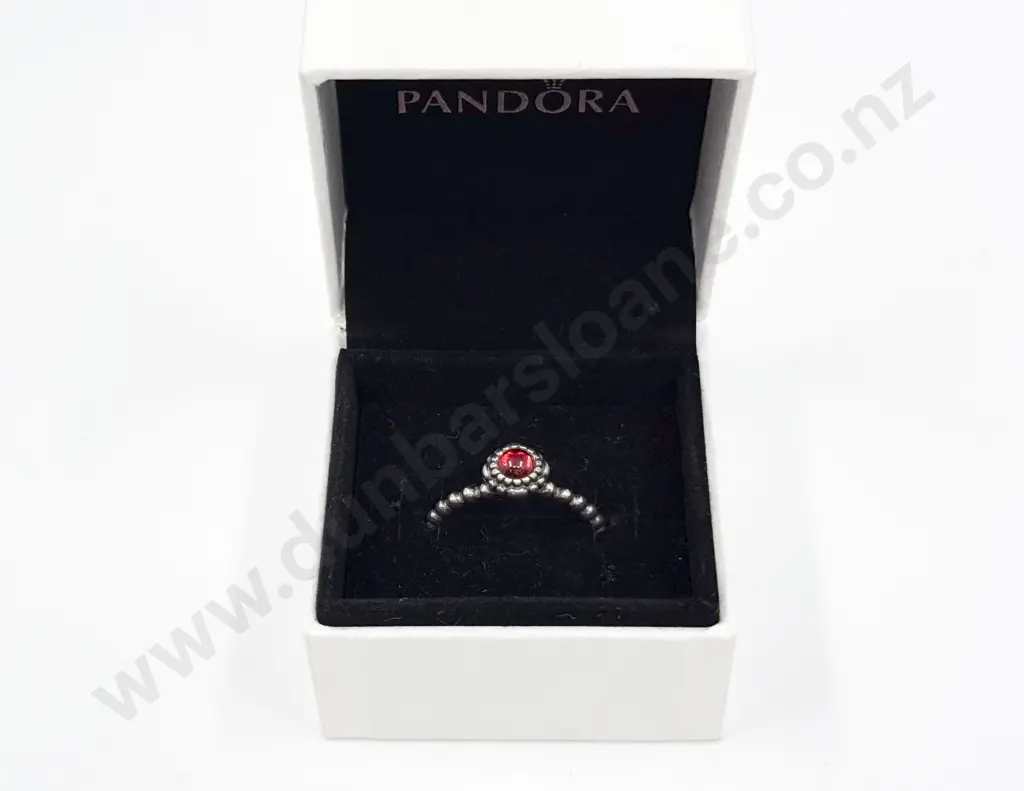 Pandora Sterling Silver Single Stone Carnelian Ring Image 1++