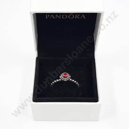Pandora Sterling Silver Single Stone Carnelian Ring
