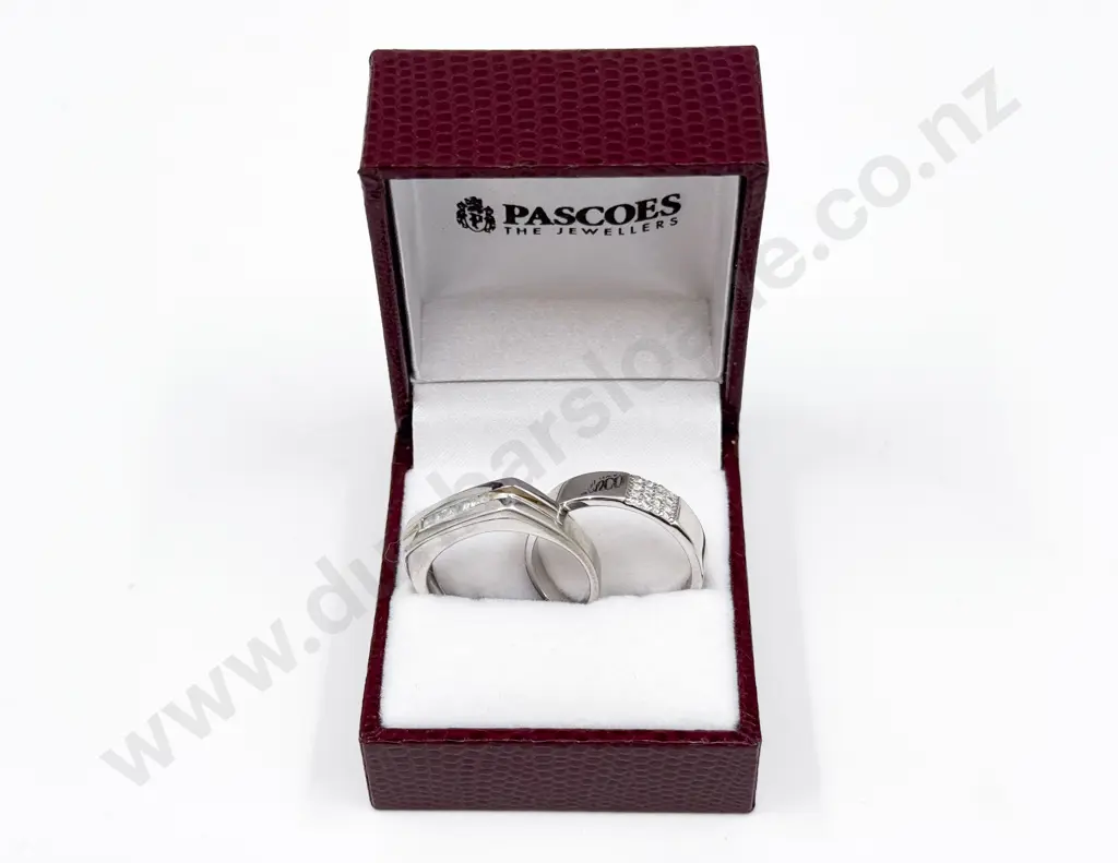 Two Sterling Silver and Cubic Zirconia Band Rings Image 1++