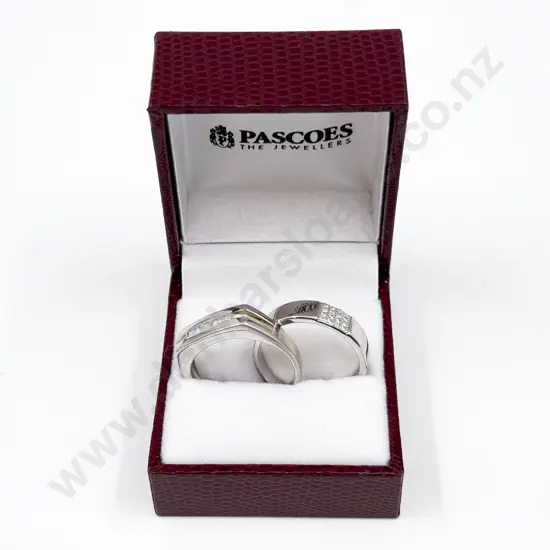 Two Sterling Silver and Cubic Zirconia Band Rings